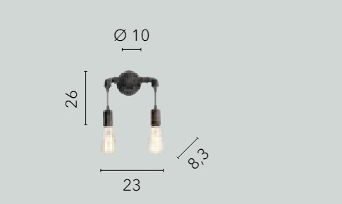 Applique 2 luci metallo effetto zincato stile tubi e rubinetti 2XE27 non incl. AMARCORD Applique 2 luci metallo effetto zincato stile tubi e rubinetti 2XE27 non incl. AMARCORD